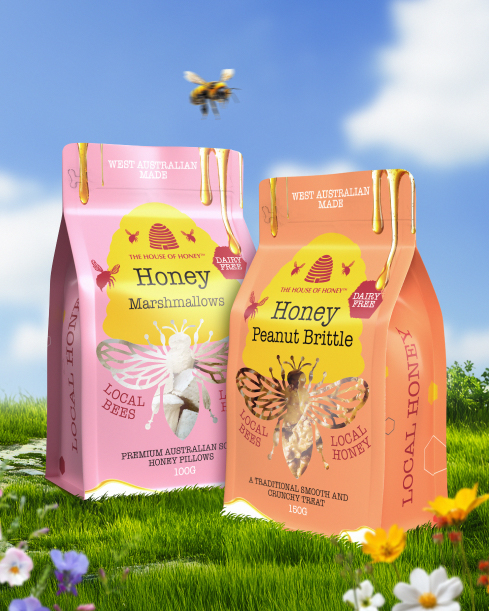 The House of Honey packaging design rebrand – new pouch packaging for honey products by Thirsty Fox